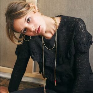 Sezane Ninon lace blouse in black